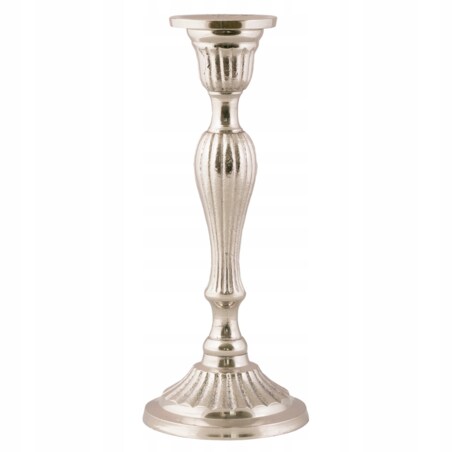 ŚWIECZNIK KANDELABR aluminiowy srebrny wys. 25cm