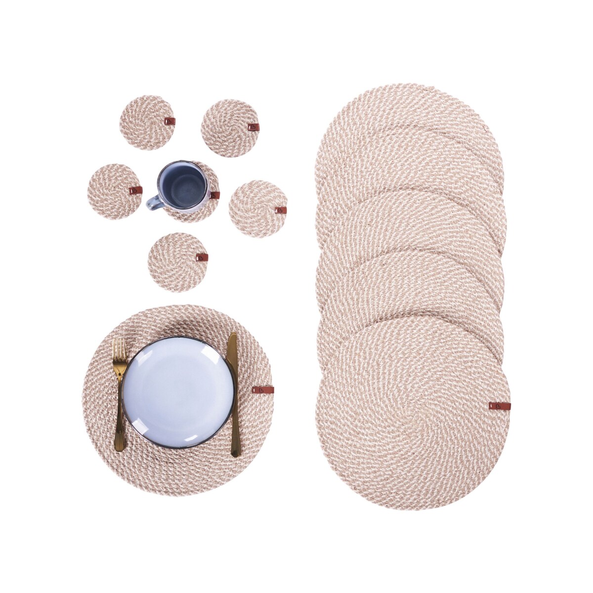 Zestaw 12 podkładek na stół PIPTURUS Naturalny Juta