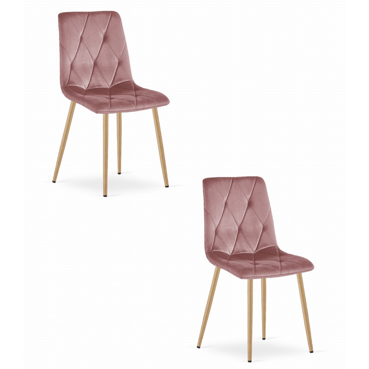 Krzesło Do Jadalni Kuchni Salonu Libra - Różowy Aksamit / Nogi Kolor Drewna X 2