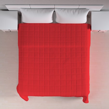 Narzuta pikowana w kratę 200x210 czerwony