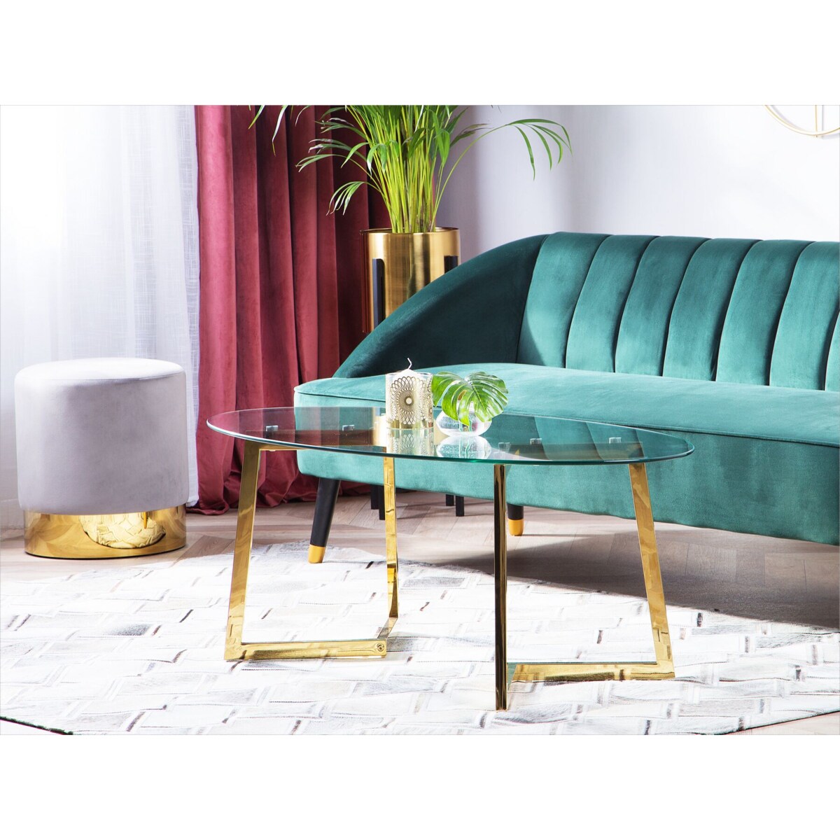 Stolik kawowy szklany złoty FRESNO