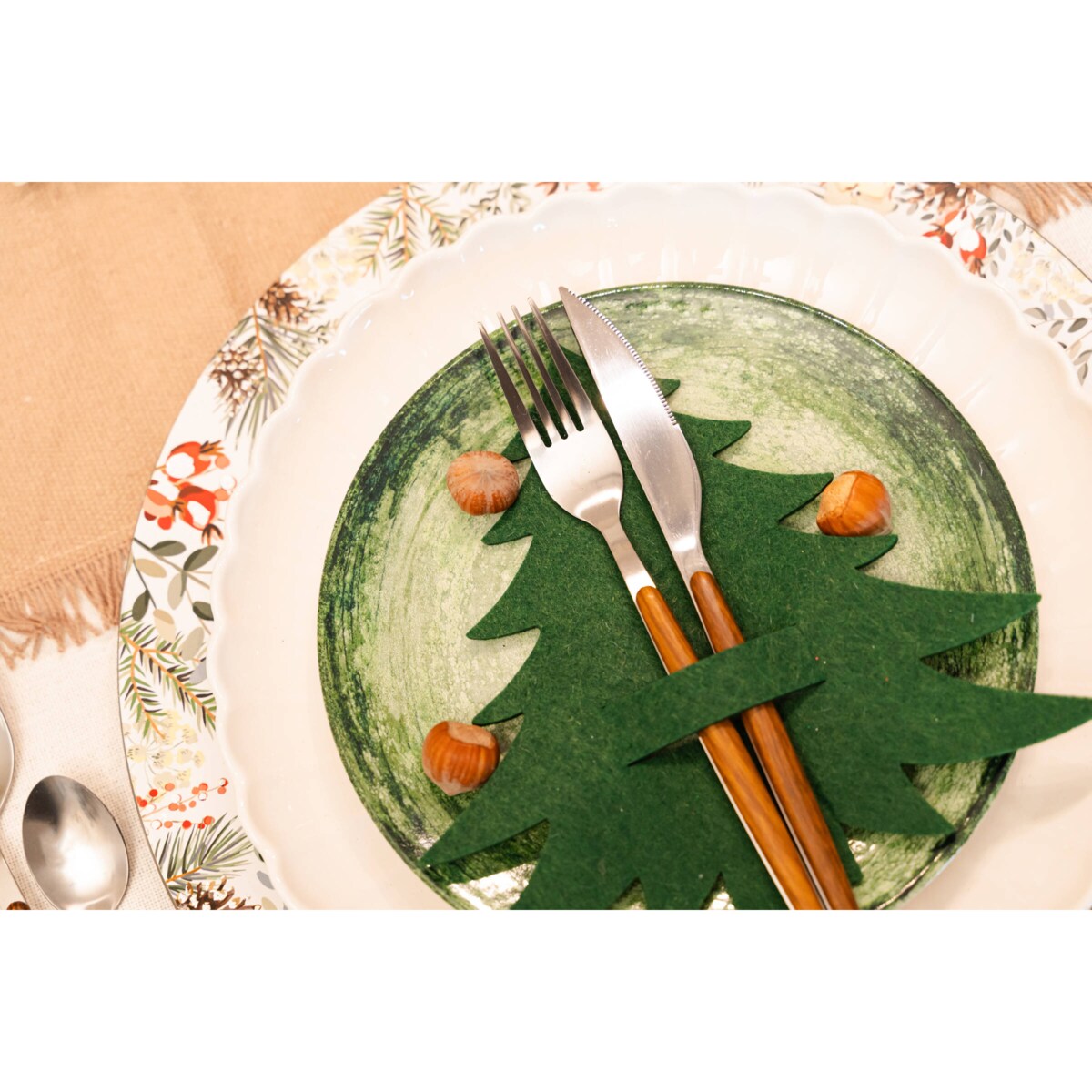 Kieszonki na sztućce świąteczne Choinki, 4 sztuki