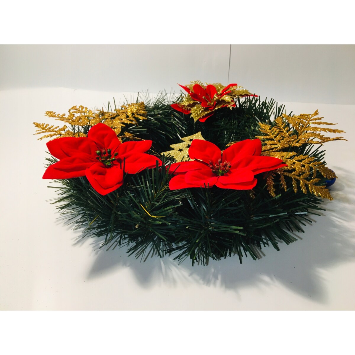 WIANEK sztuczny udekorowany świąteczny na prezent drzwi okno 30cm gwiazda