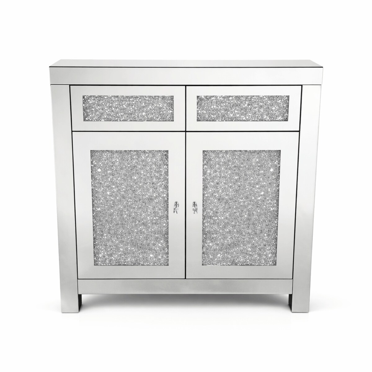 Komoda glamour szklana lustrzana z kryształkami Premium 80×80×40 cm