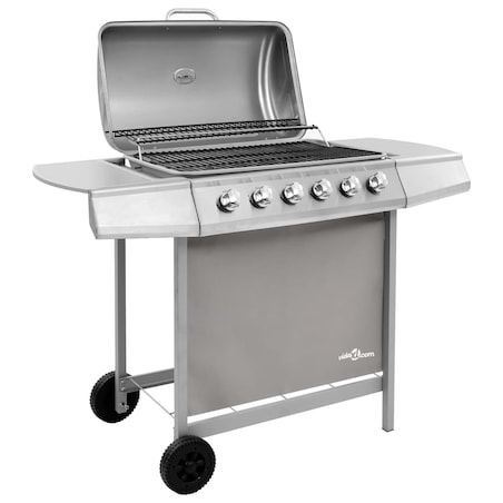 vidaXL Grill gazowy z 6 palnikami, srebrny