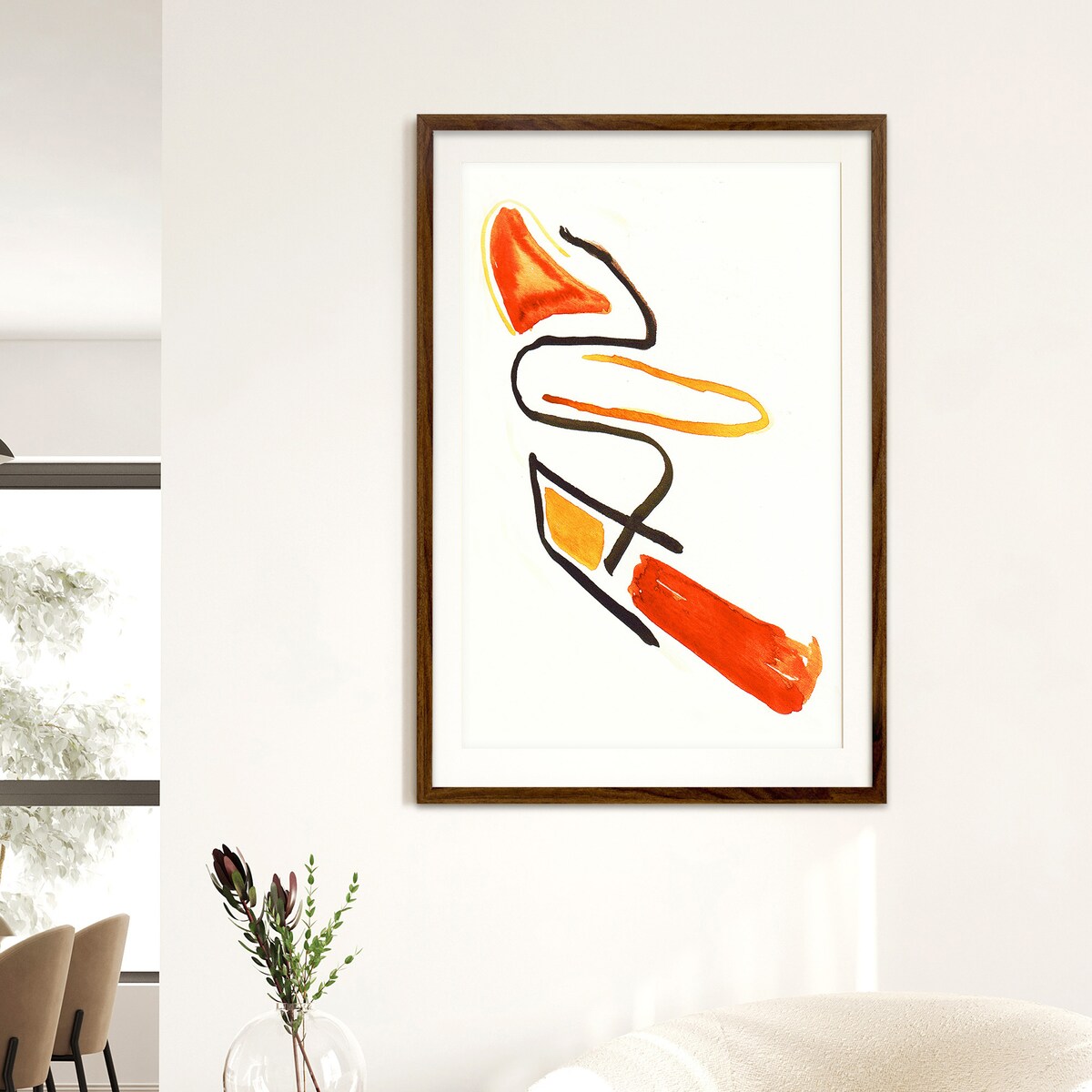 Ramka na zdjęcia 40x60 cm brązowa rama MDF z plexi do powieszenia pion poziom klasyczna prostokątna ramka FRAMAI