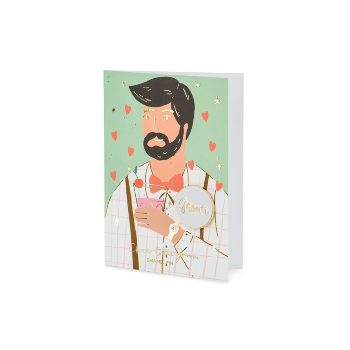 Kartka z pinem Groom, 10.5x15 cm