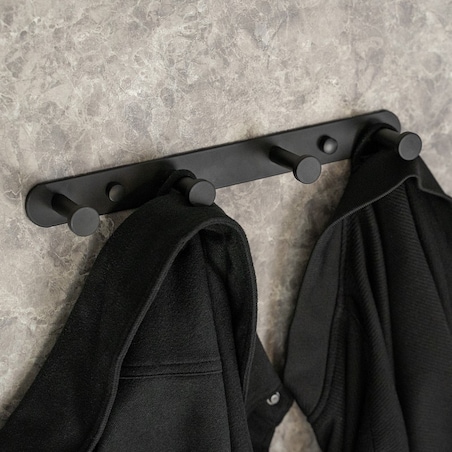 Wieszak ścienny czarny do łazienki kuchni przedpokoju haczyki
