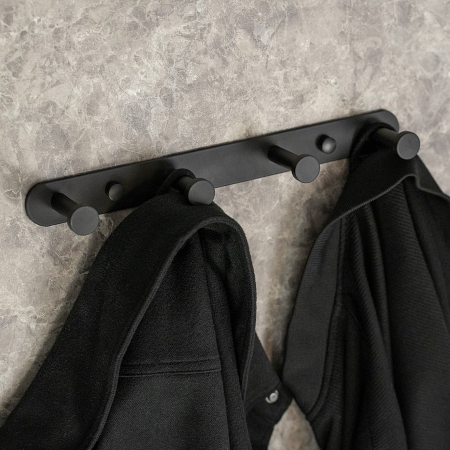 Wieszak ścienny czarny do łazienki kuchni przedpokoju haczyki