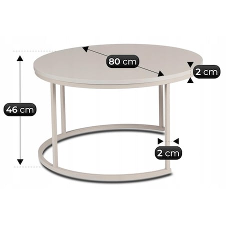 Zestaw 2 stolików kawowych okrągłych kaszmir do salonu Ø80/Ø60 cm NELLY MAX