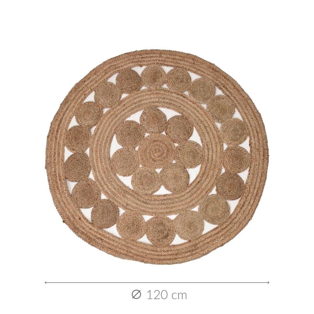 Dywan z juty, Ø 120 cm, ze wzorem