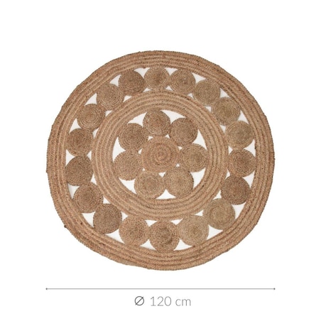 Dywan z juty, Ø 120 cm, ze wzorem