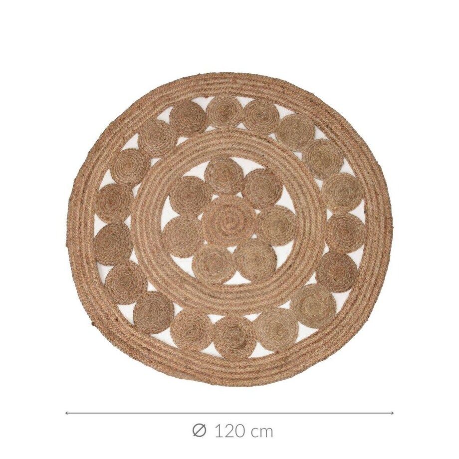 Dywan z juty, Ø 120 cm, ze wzorem