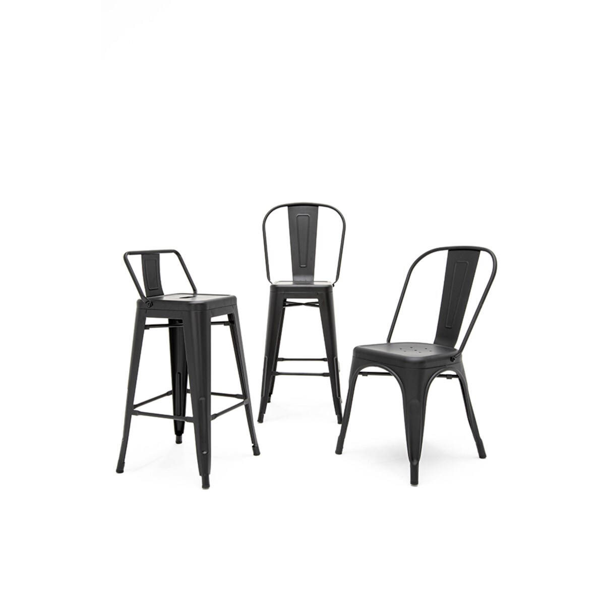 Krzesełko barowe Tower Back czarny hoker z oparciem