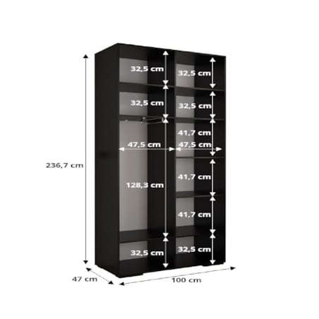 Szafa przesuwna Garderoba MANHATTAN RYFEL 6 200 gł. 47 biały