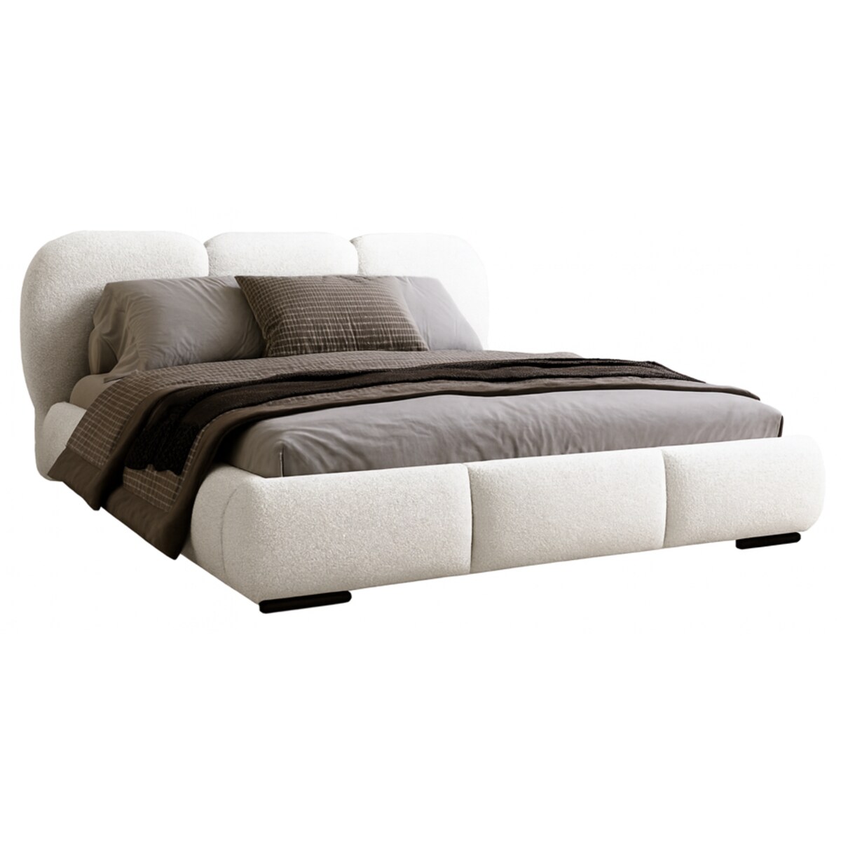 Łóżko tapicerowane 160x200 ROZA z pojemnikiem na pościel, białe