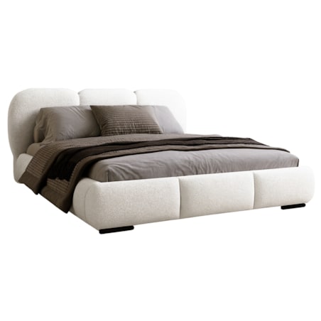 Łóżko tapicerowane 160x200 ROZA z pojemnikiem na pościel, białe