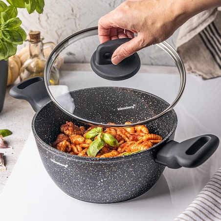 Garnek z powłoką marmurową czarny indukcja gaz 20cm 2.3L KLAUSBERG