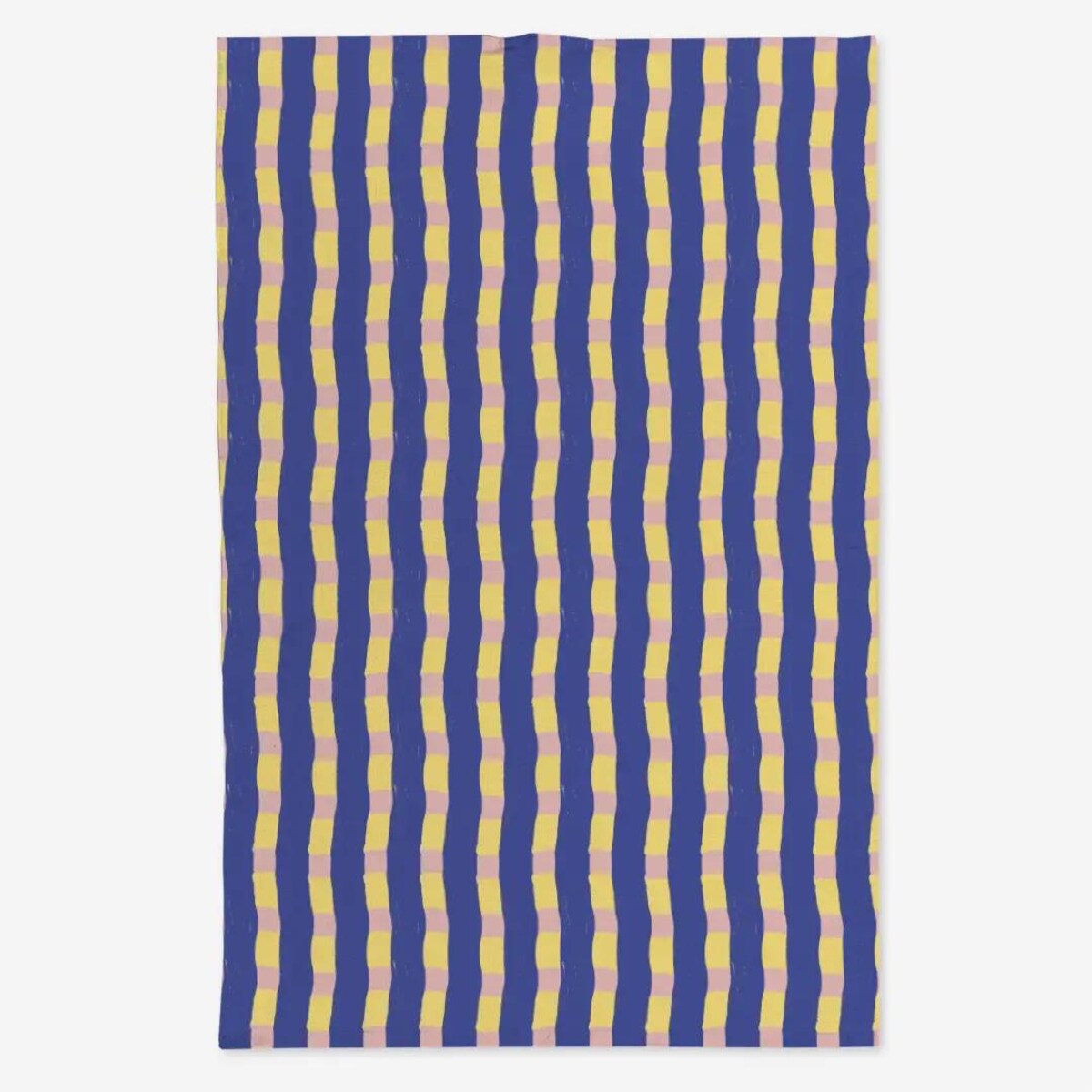 Lniany ręcznik kuchenny - niebiesko-zółto-różowa krata