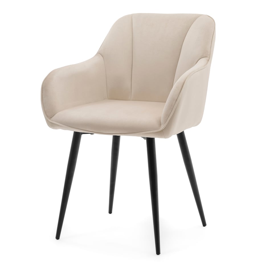 Krzesło tapicerowane welurowe LAGO velvet aksamit beżowe