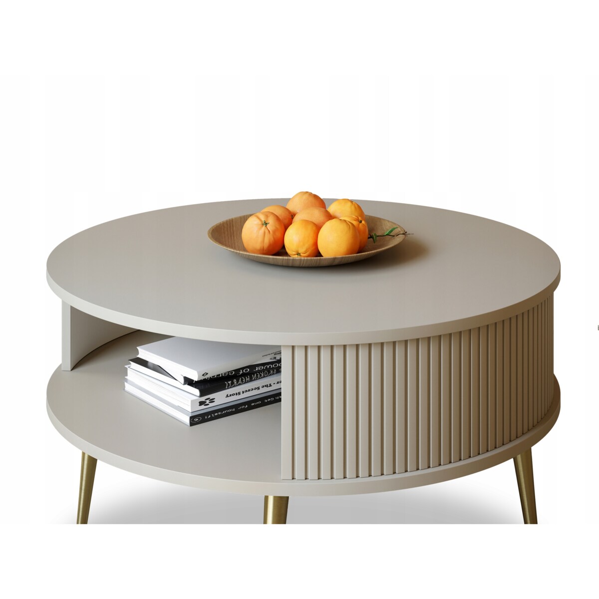 Japandi Stolik Kawowy KASZMIR Złote Nogi 76 cm VERLO GOLD Stolik do Salonu