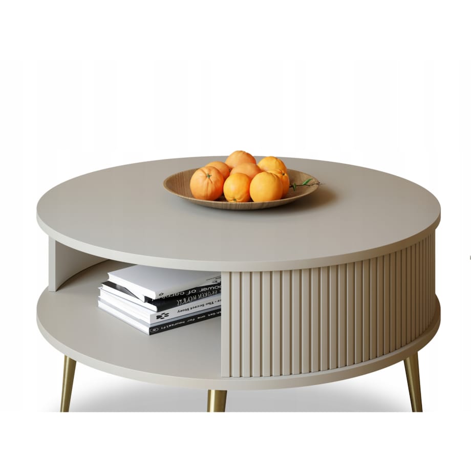 Japandi Stolik Kawowy KASZMIR Złote Nogi 76 cm VERLO GOLD Stolik do Salonu