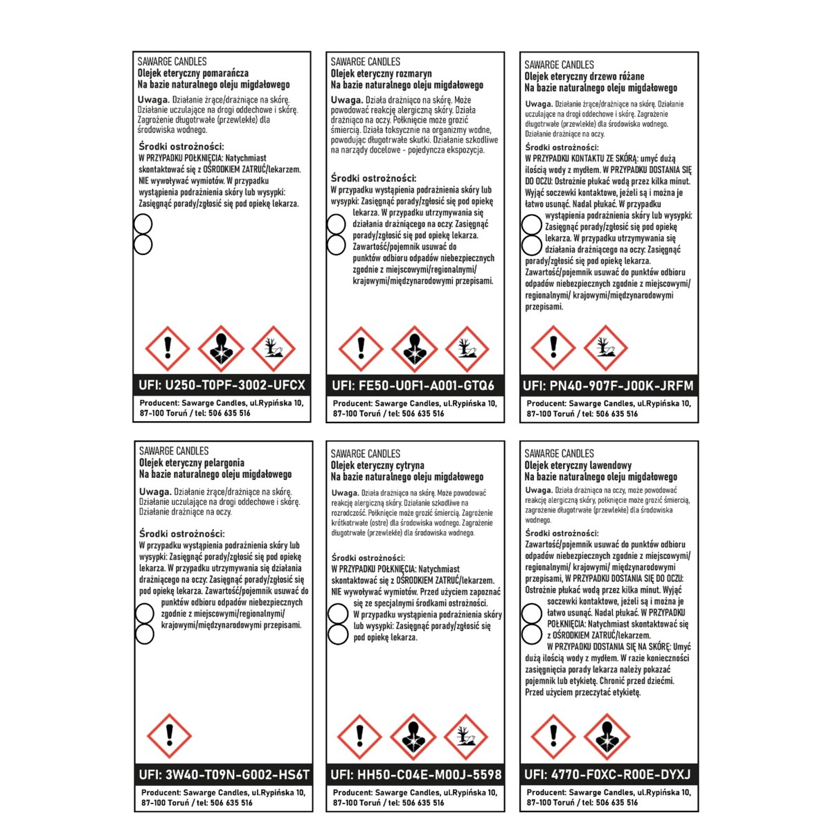 Zestaw 6 szt olejków do armaterapii