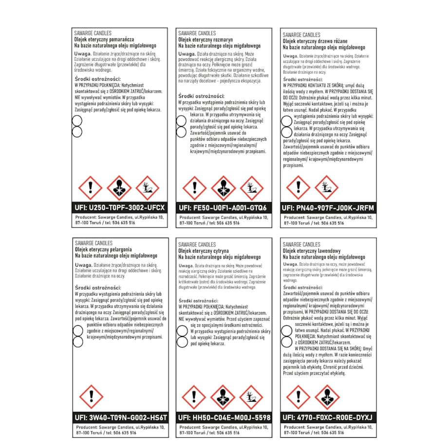 Zestaw 6 szt olejków do armaterapii