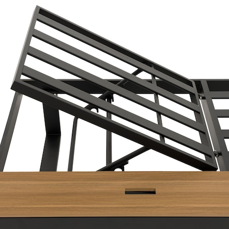 Leżak ogrodowy tarasowy z podnoszonym stolikiem aluminiowy ATOL szary