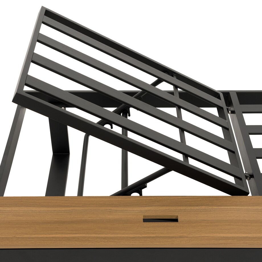 Leżak ogrodowy tarasowy z podnoszonym stolikiem aluminiowy ATOL szary