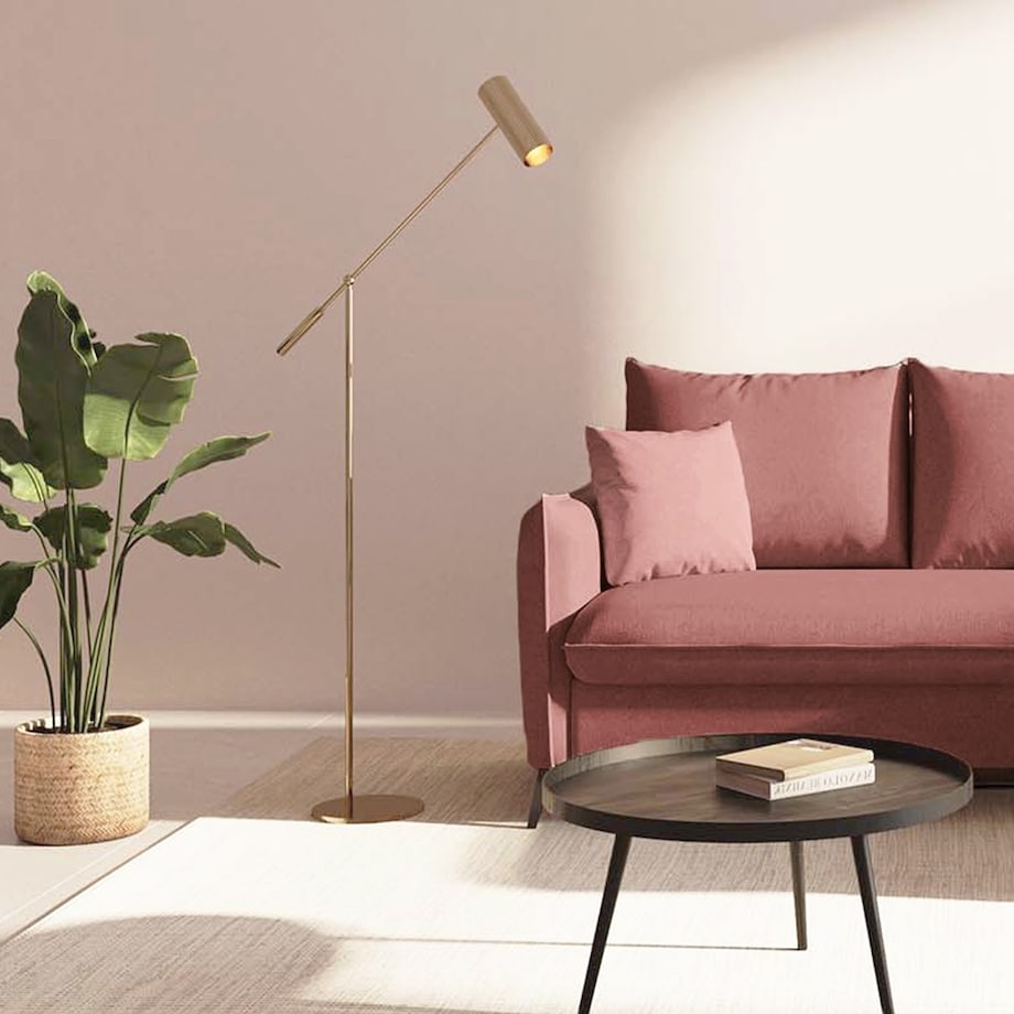 Brim Sofa narożna prawa z funkcją spania i pojemnikiem prawa różowa