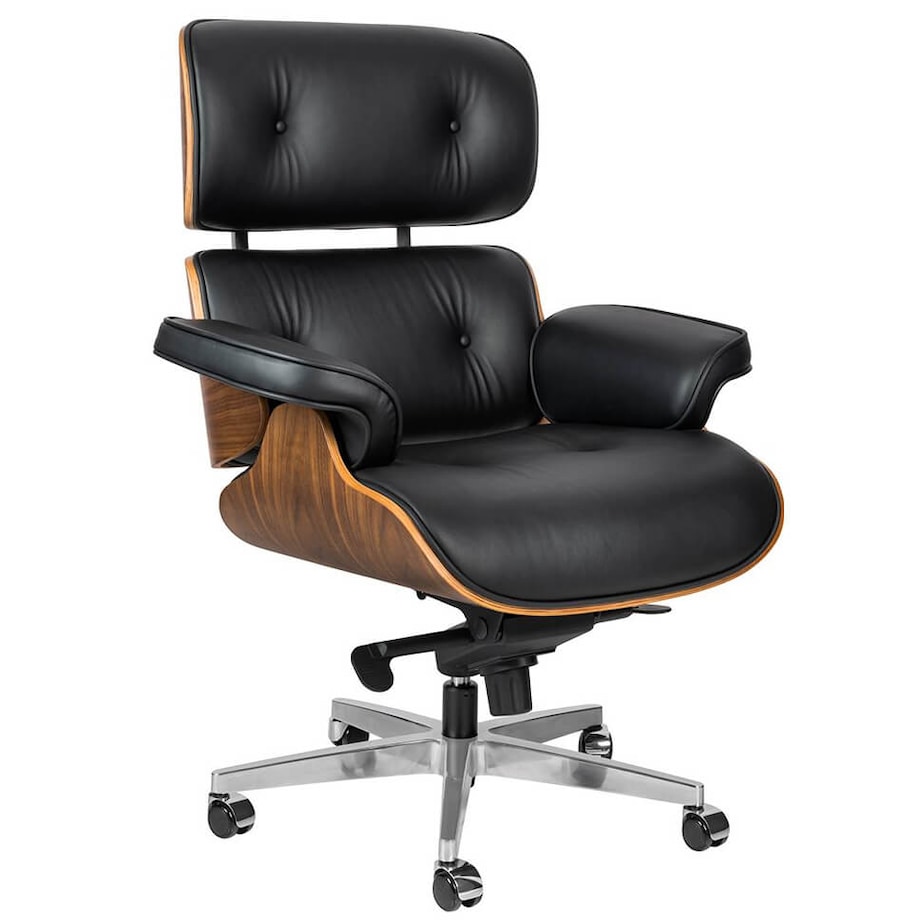Regulowany fotel Lounge KH1501100156 Gubernator czarny orzech do biura