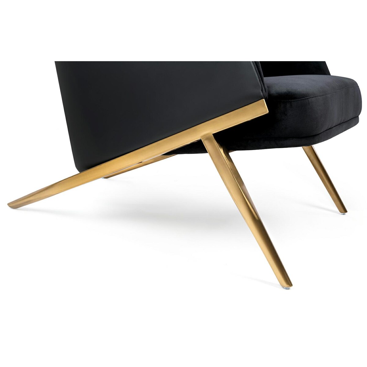 Fotel HAMPTON VELVET czarny, ekoskóra czarna - złota podstawa
