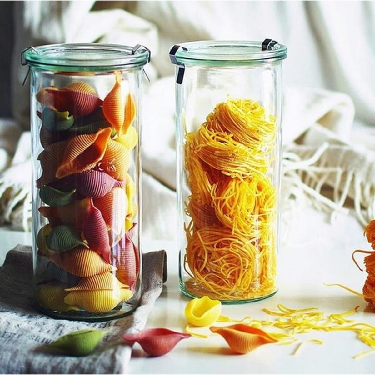 WECK Zylinder Słoik 1590 ml (6 szt), z pokrywą, uszczelką i zapinkami x2