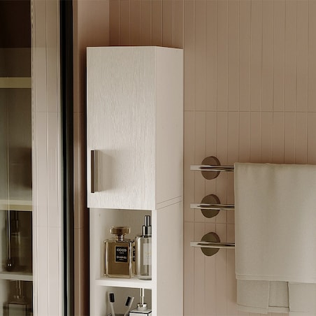 Regał łazienkowy stojący szafa biały loft szafka półka słupek wysoki 182 cm