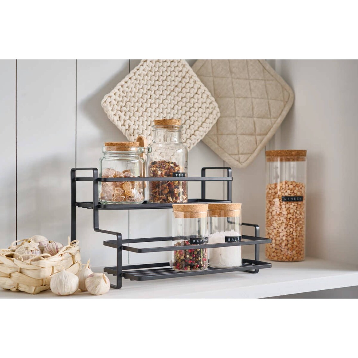 Półka metalowa Czarna Kuchenna na Przyprawy Stojąca 26 cm Zeller