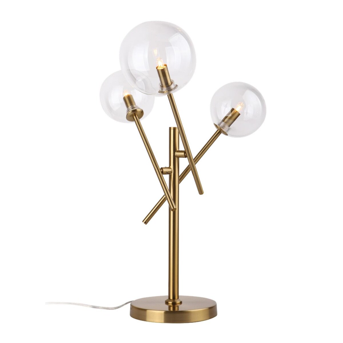 Stojąca LAMPA stołowa LOLLIPOP T0035 Maxlight nocna LAMPKA metalowe pręty sticks szklane kule balls mosiądz przezroczyste