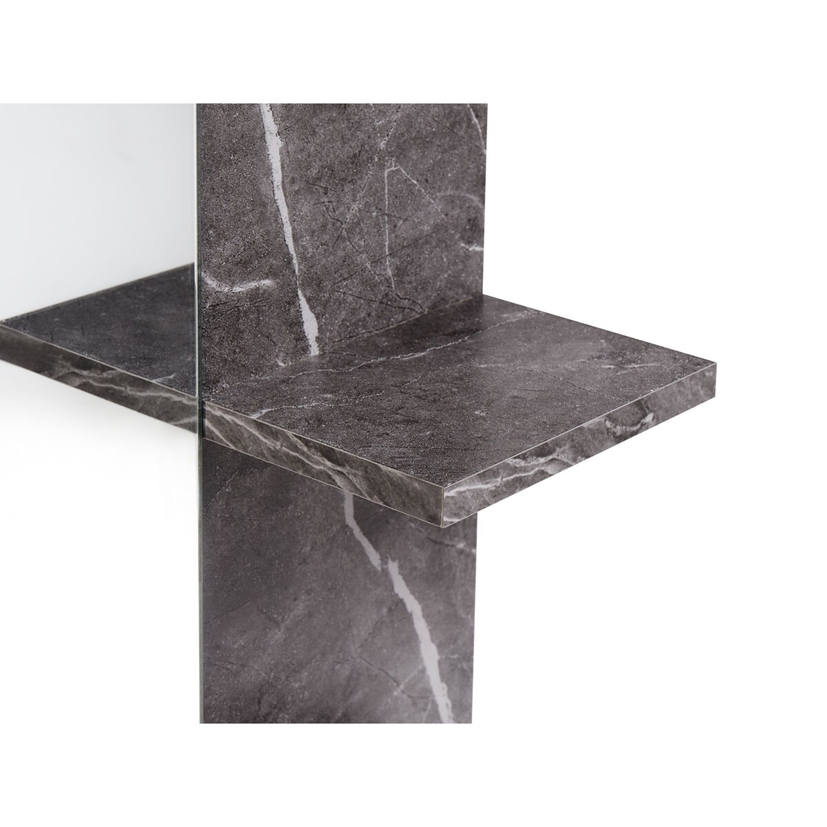 Półka łazienkowa wisząca z lustrem efekt marmuru czarna PELOTAS