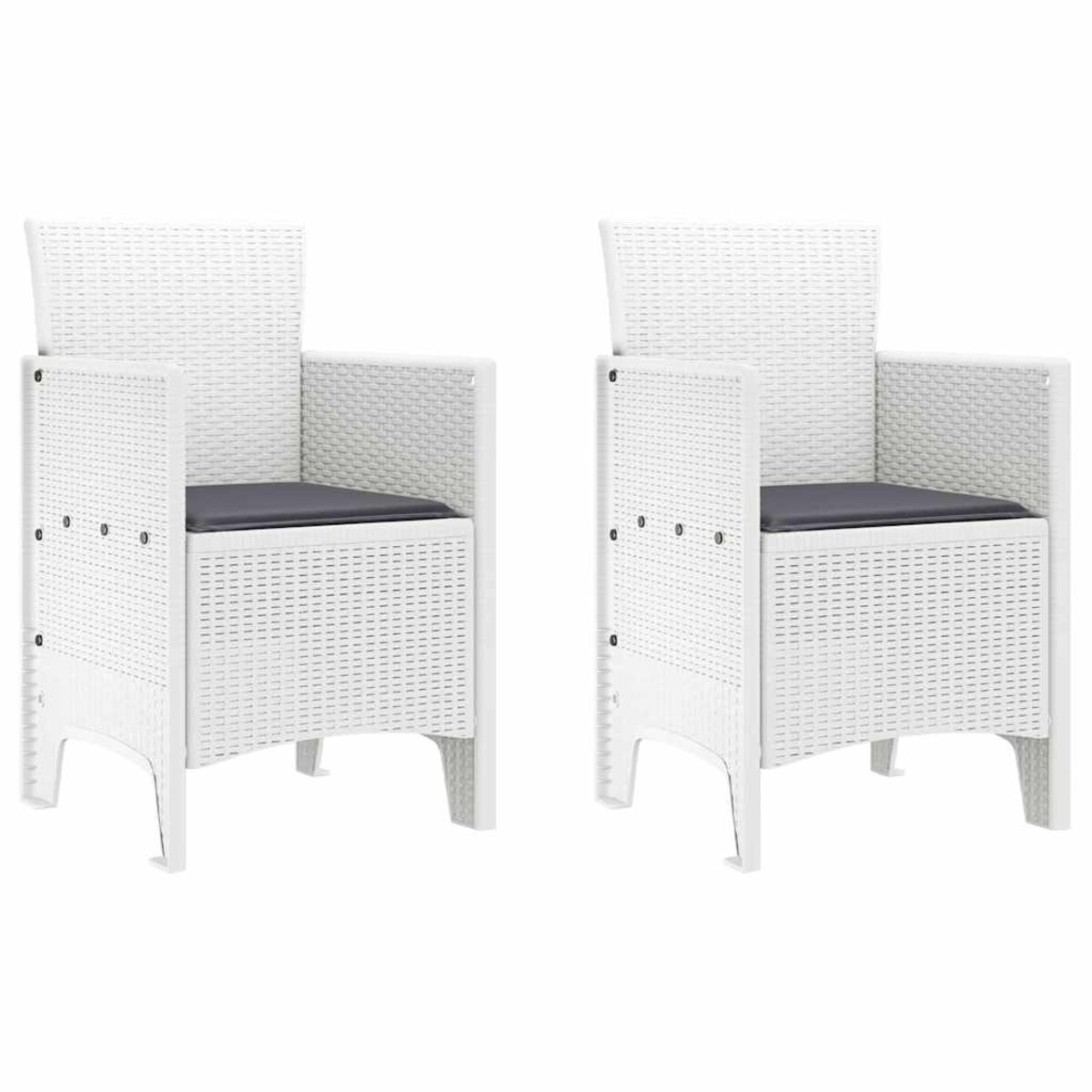 vidaXL Krzesło Ogrodowe 2 pcs Biały 53 x 49 x 85 cm PP