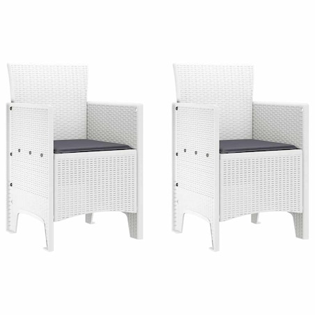 vidaXL Krzesło Ogrodowe 2 pcs Biały 53 x 49 x 85 cm PP