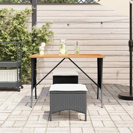 vidaXL Stół ogrodowy z blatem z drewna akacjowego czarny 105x75x72 cm