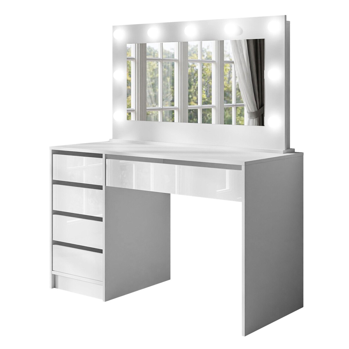 Toaletka MADA z lustrem i oświetleniem biały połysk