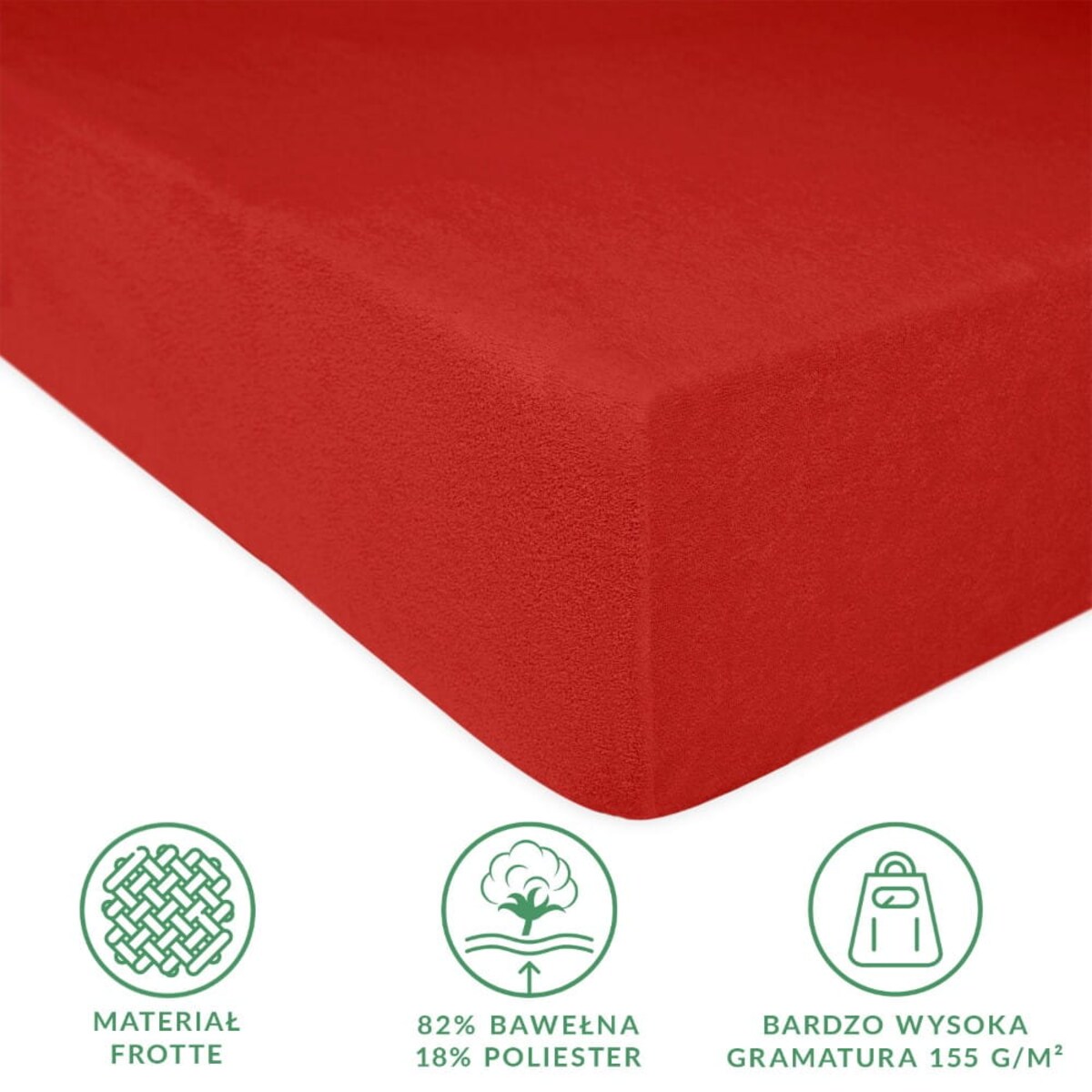Prześcieradło frotte z gumką 90x200 kolor czerwony