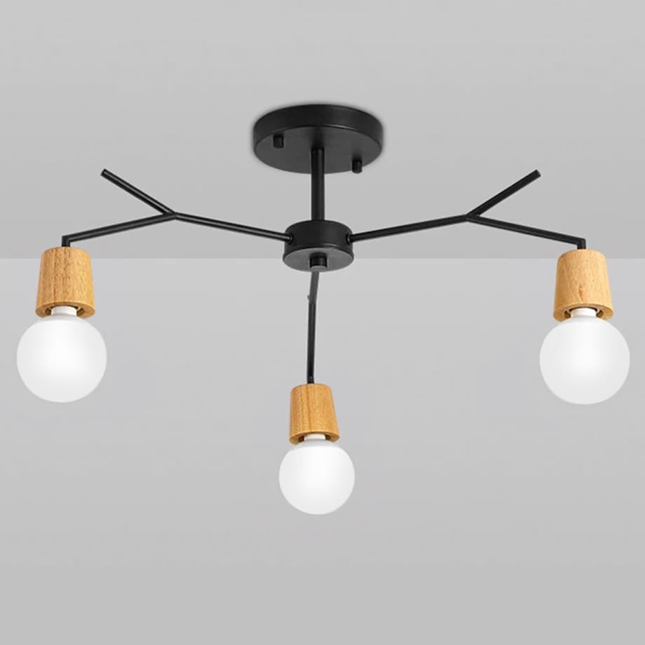Lampa Sufitowa Wisząca Skandynawska Loft Drewno 3