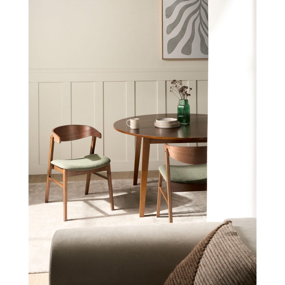 Zestaw 2 krzeseł do jadalni LILLY Ciemny brąz/ zielony