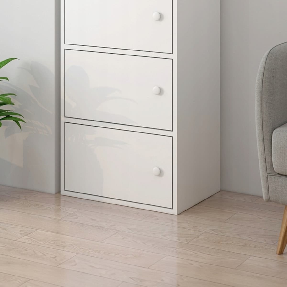 Biały regał komoda 102 cm 4 półki drewniany styl skandynawski