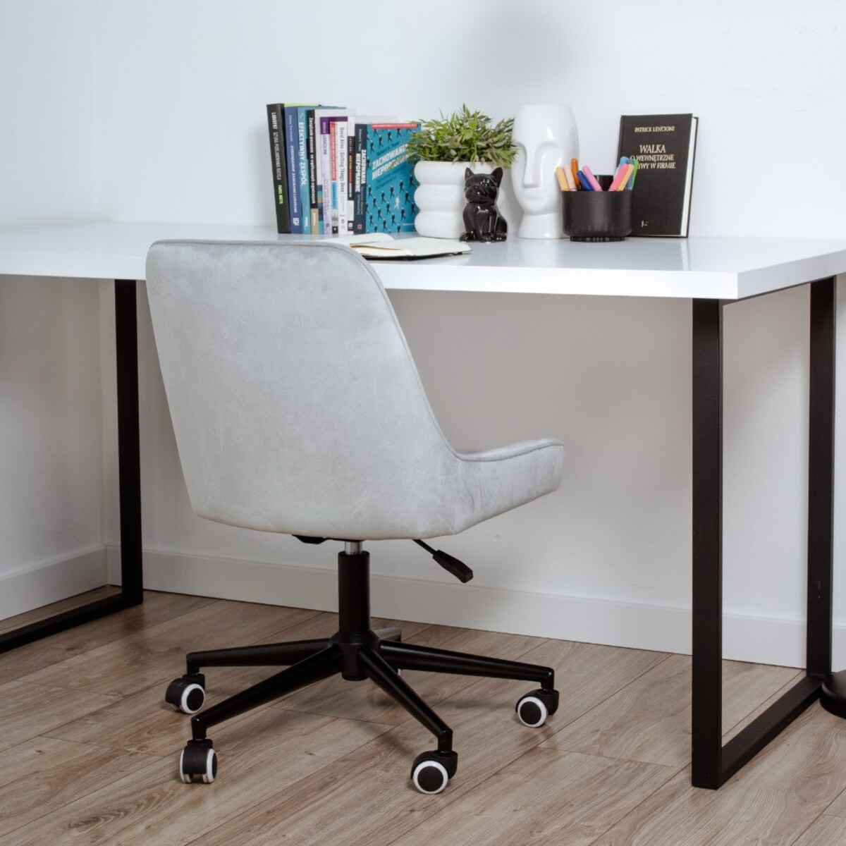 Fotel biurowy krzesło obrotowe regulowane szare do biurka