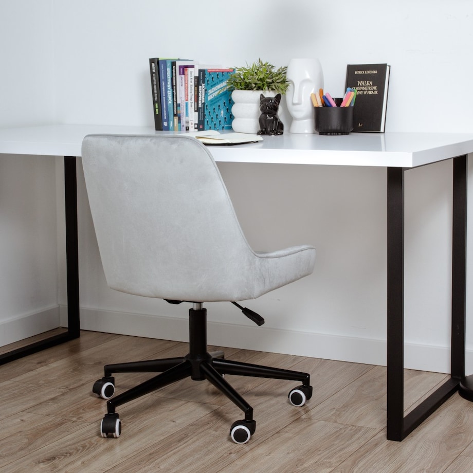 Fotel biurowy krzesło obrotowe regulowane szare do biurka