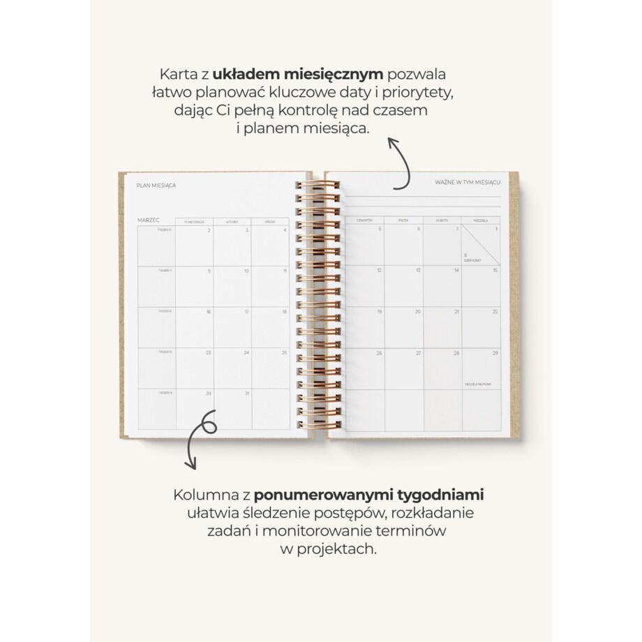 Planner Tygodniowy 2026 na spirali – Ember