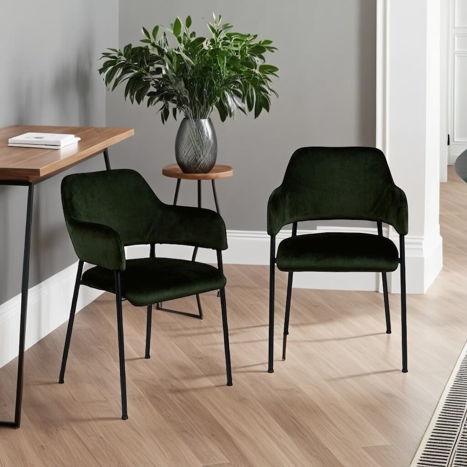 KRZESŁO WELUROWE Lima zielone Z PODŁOKIETNIKAMI czarne nogi
